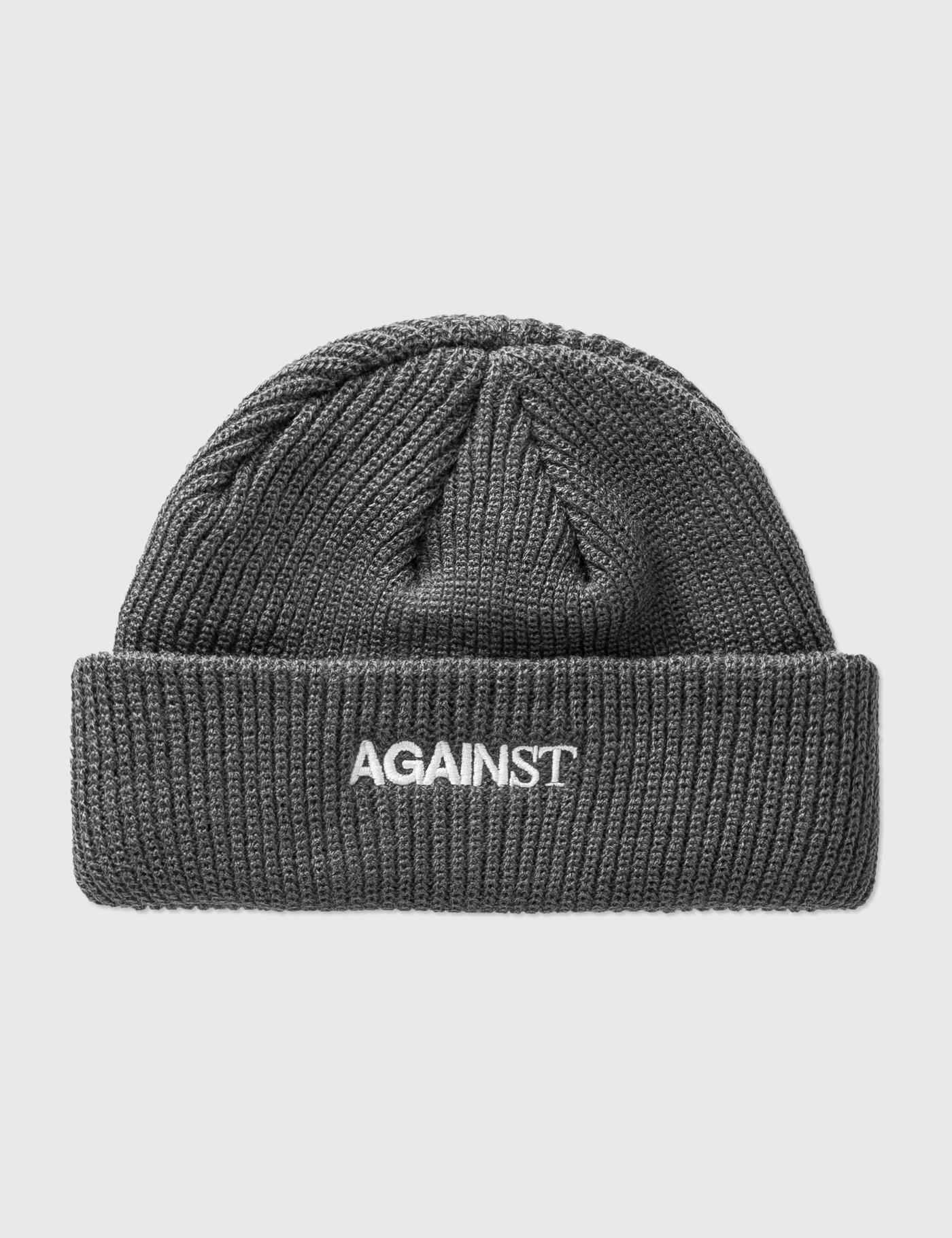 Logo Embroidered Short Beanie by AGAINST LAB
