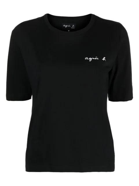 logo-print cotton T-shirt by AGNES B.