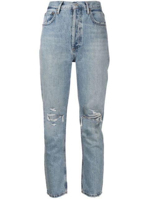 distressed cropped jeans by AGOLDE