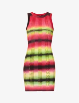 Tie-dye print slim-fit stretch-knit mini dress by AGR
