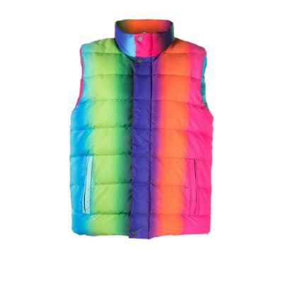 green striped gradient puffer gilet by AGR