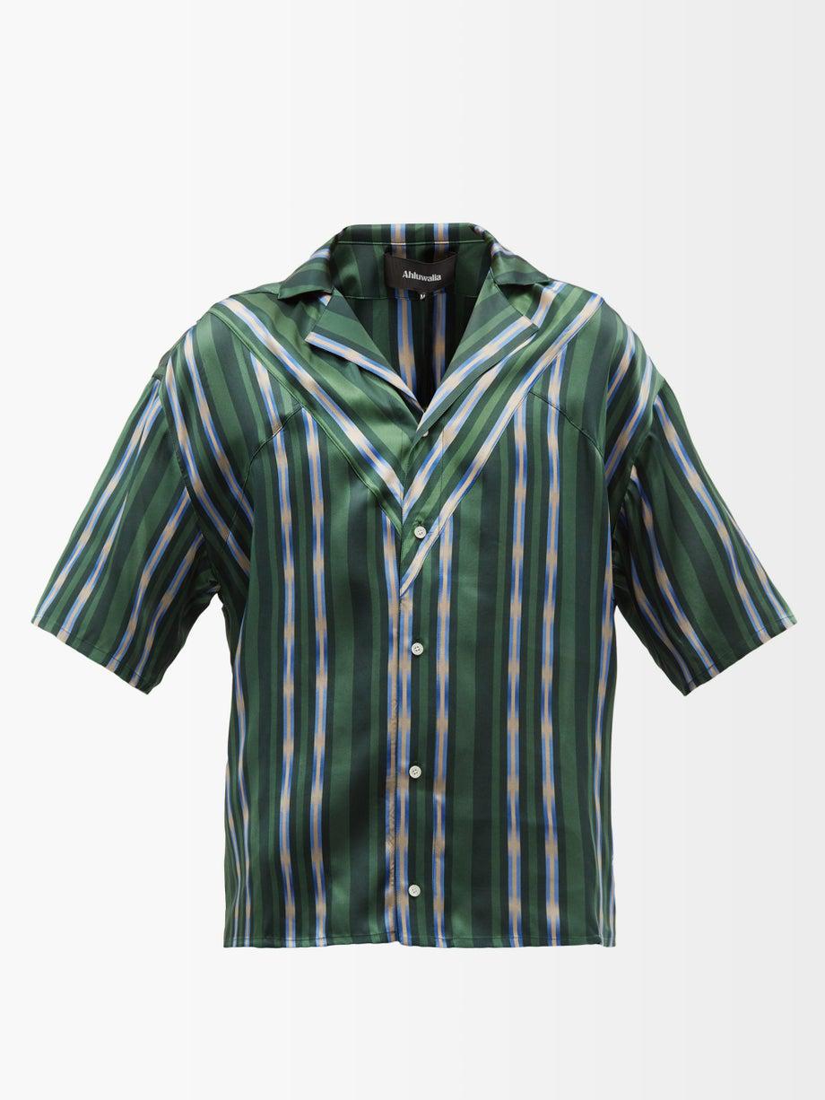 Robyn striped silk-satin shirt by AHLUWALIA