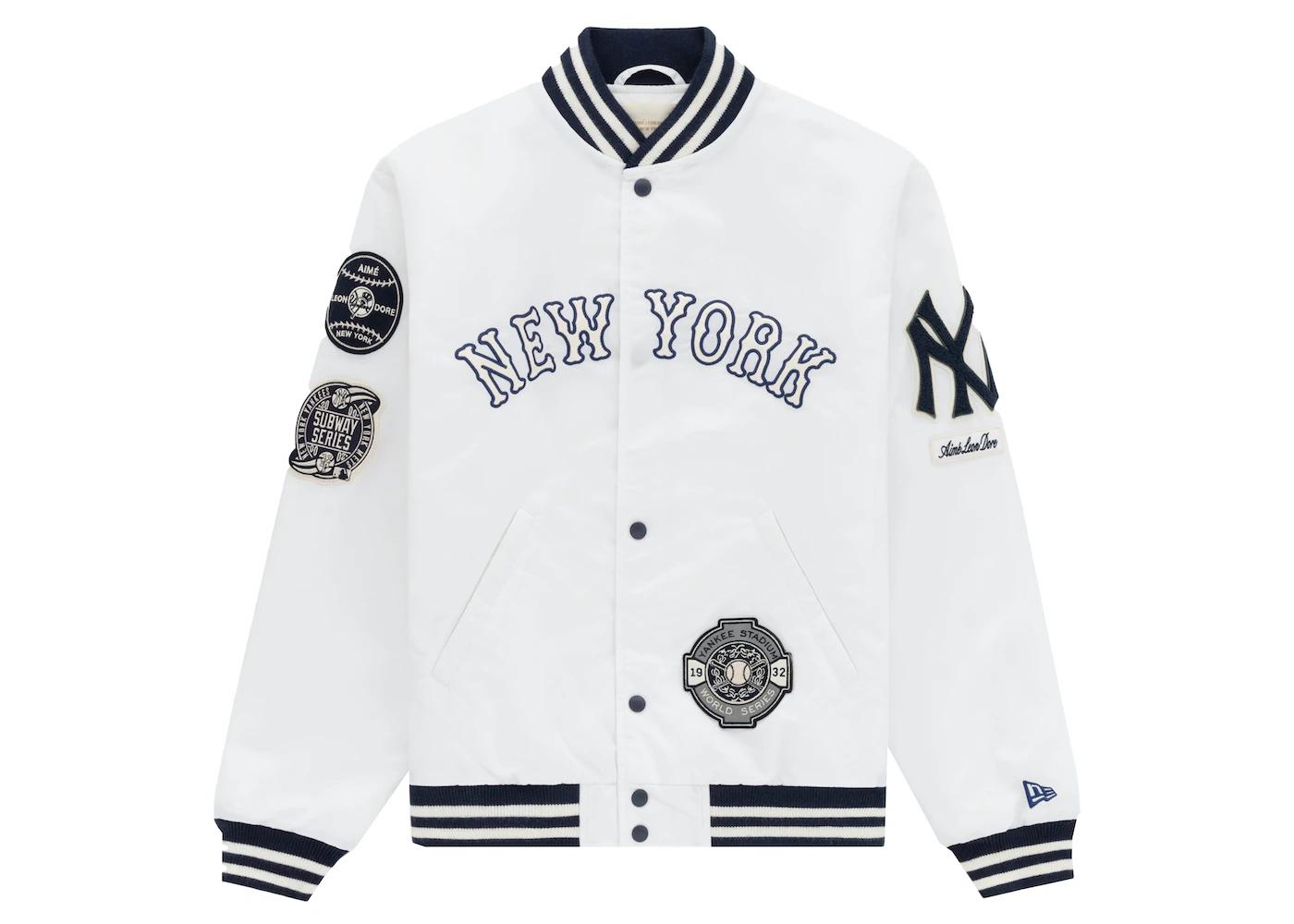 Yankees Satin Stadium Jacket Cream by AIME LEON DORE