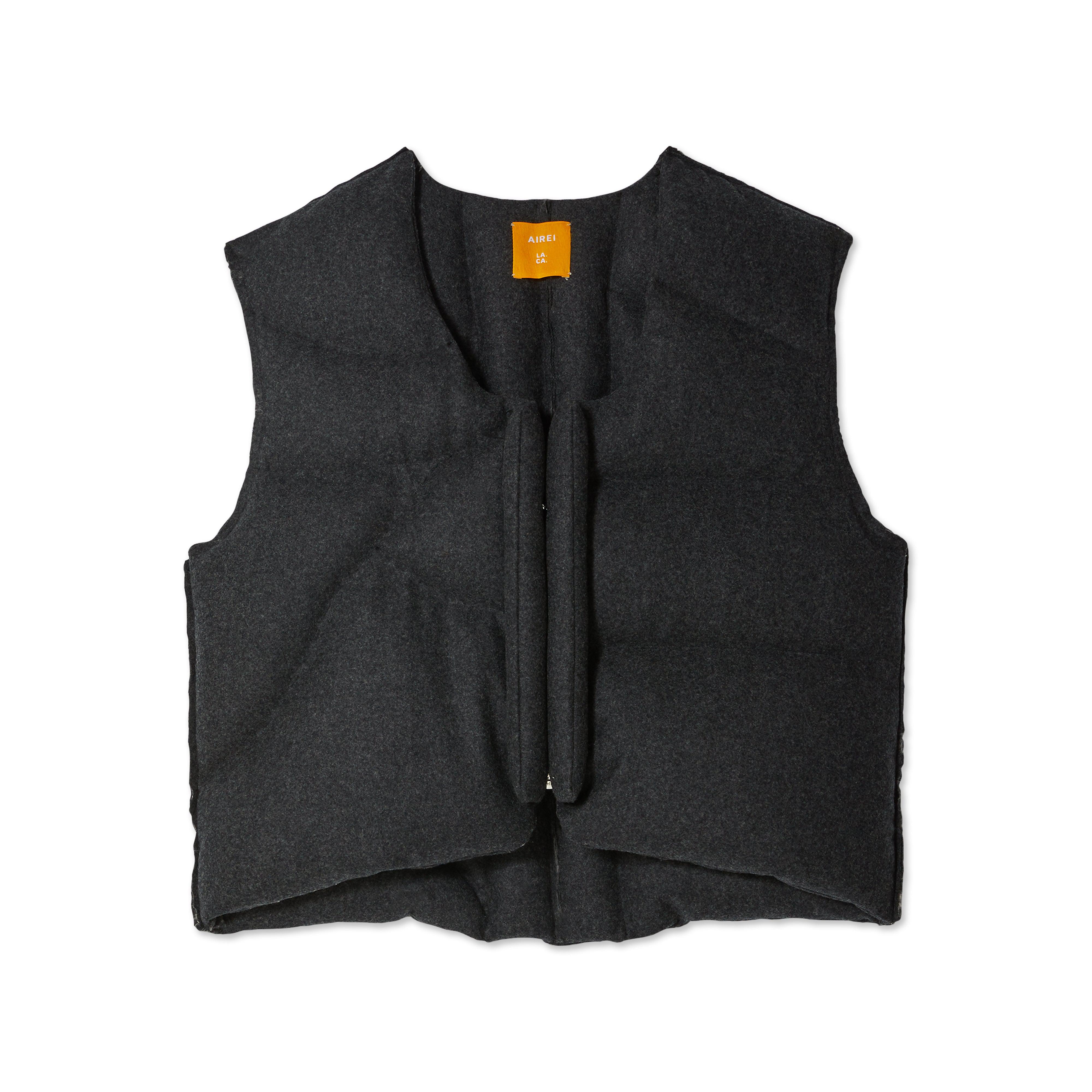 Airei Handstitched Wool Puffer Vest (Black) by AIREI