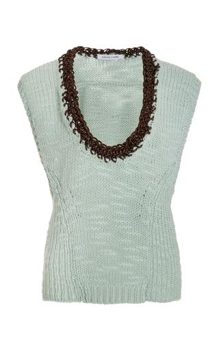 Leather-Trimmed Wool Sweater Vest by AISLING CAMPS