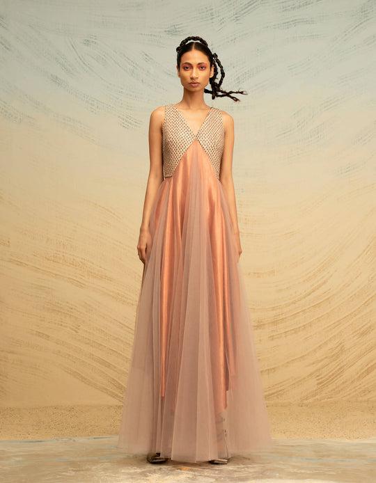 Angular Silk-Raffia & Tulle Dress by AKHL