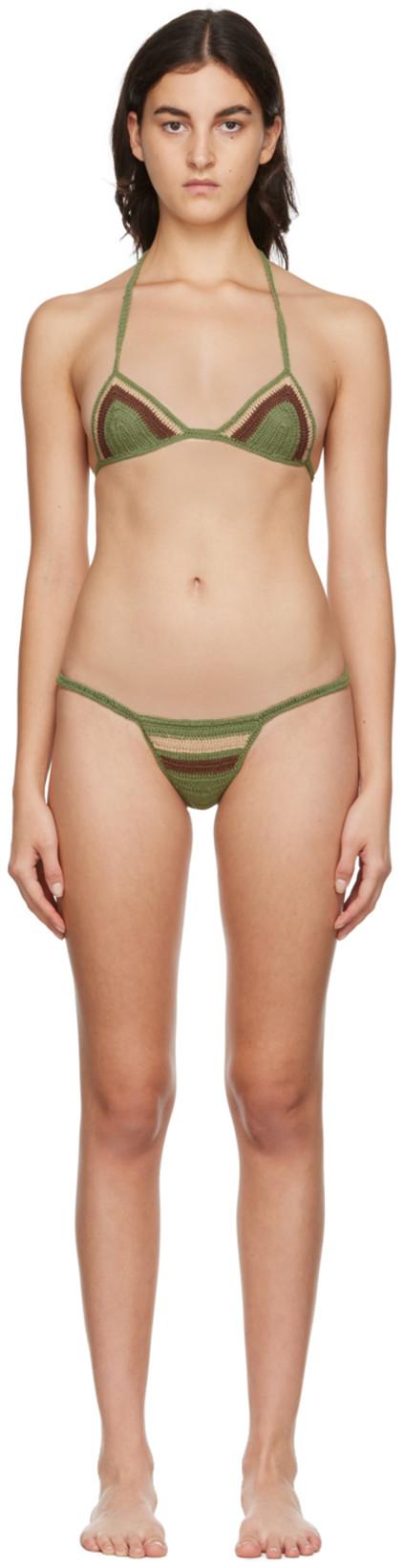 SSENSE Exclusive Green & Brown Algarve Bikini by AKOIA SWIM