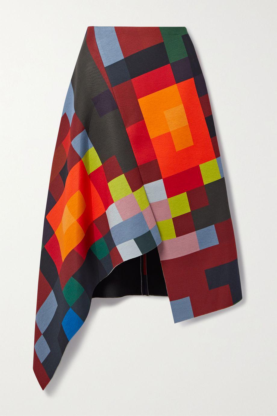 Asymmetric printed stretch-jersey midi skirt by AKRIS