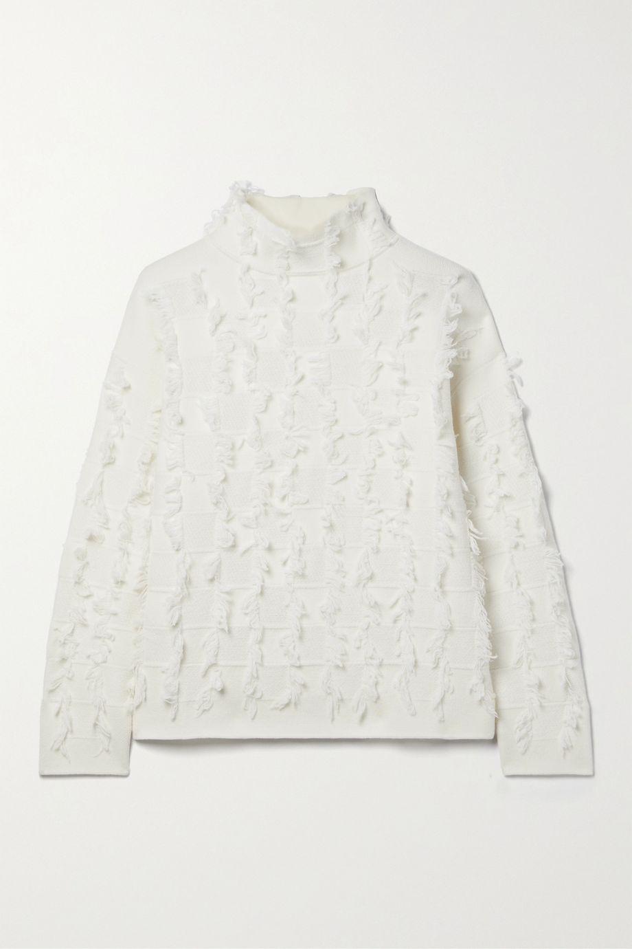 Fringed jacquard-knit cashmere turtleneck sweater by AKRIS