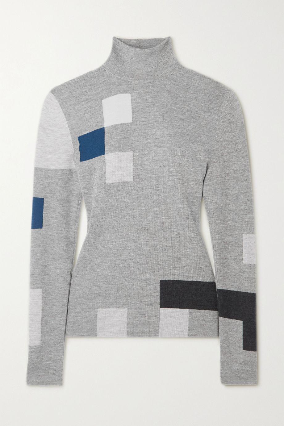 Patchwork cashmere and silk-blend turtleneck sweater by AKRIS