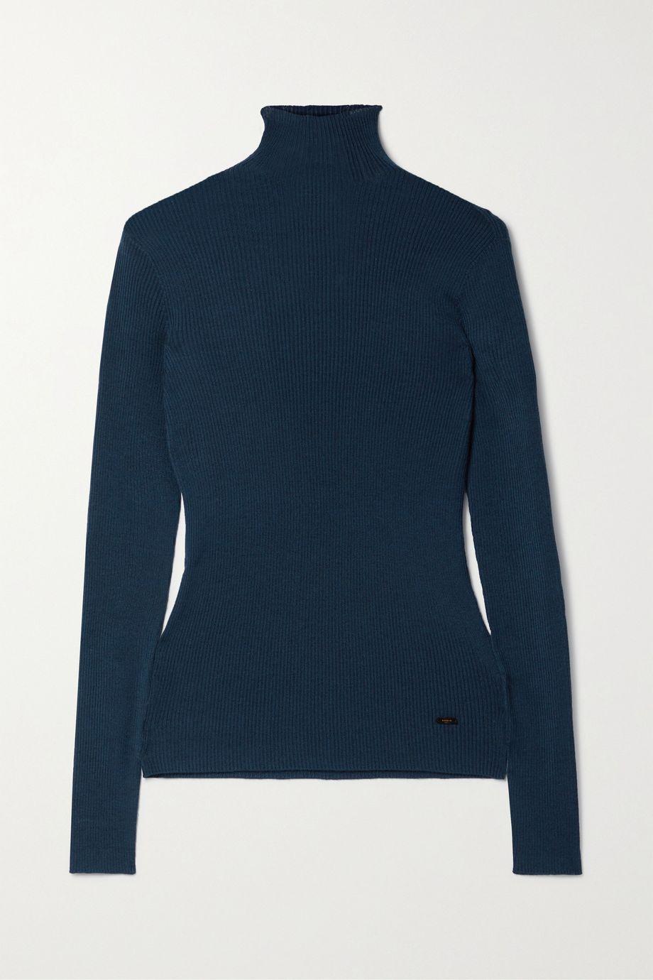 Ribbed cashmere and mulberry silk-blend turtleneck sweater by AKRIS