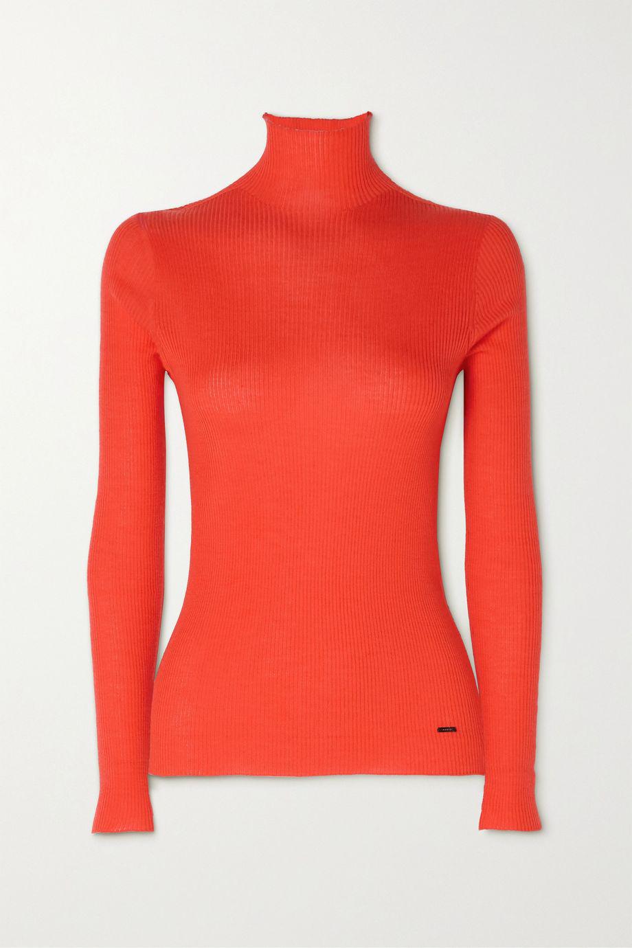 Ribbed cashmere and silk-blend turtleneck sweater by AKRIS