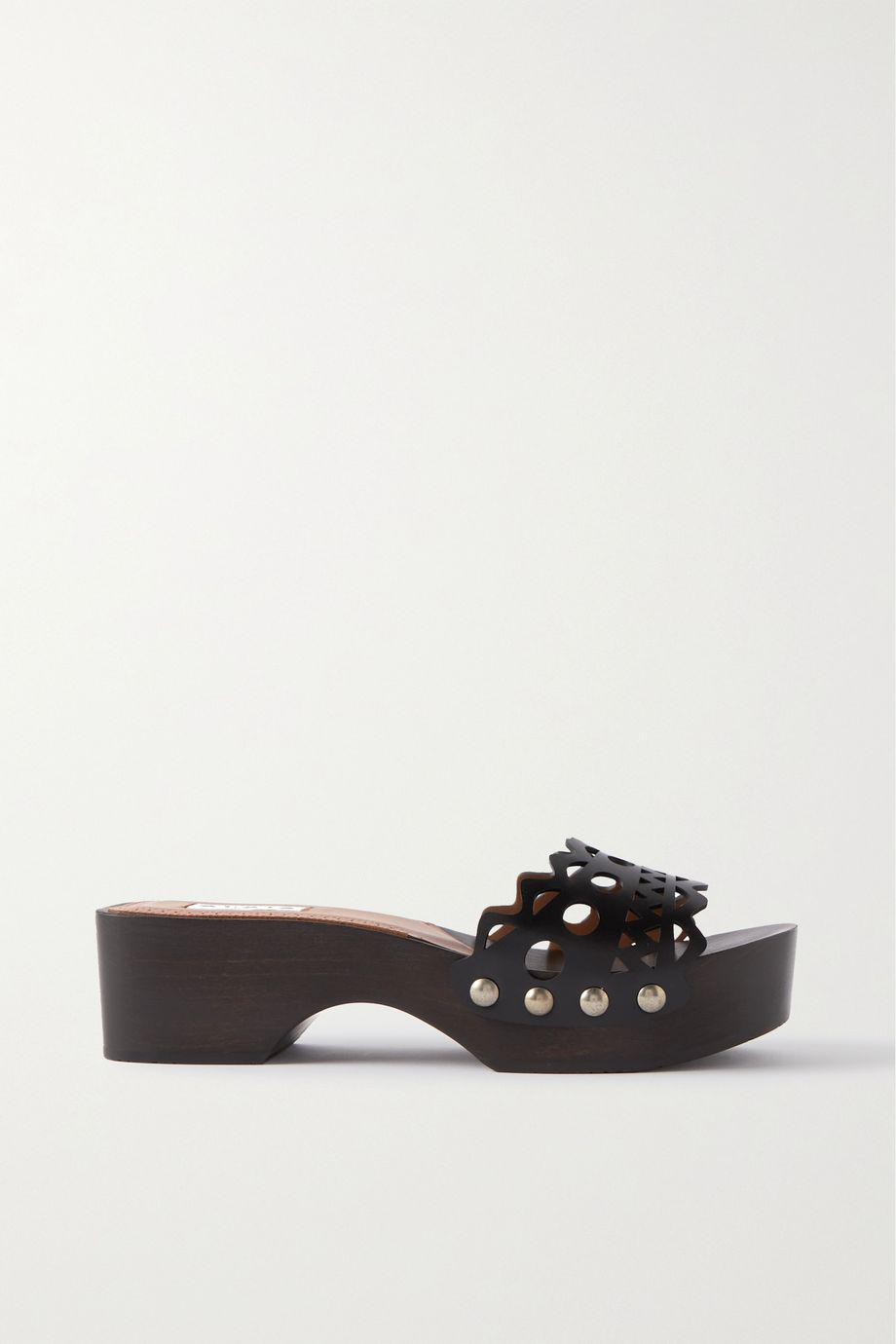 50 studded laser-cut leather clogs by ALAIA
