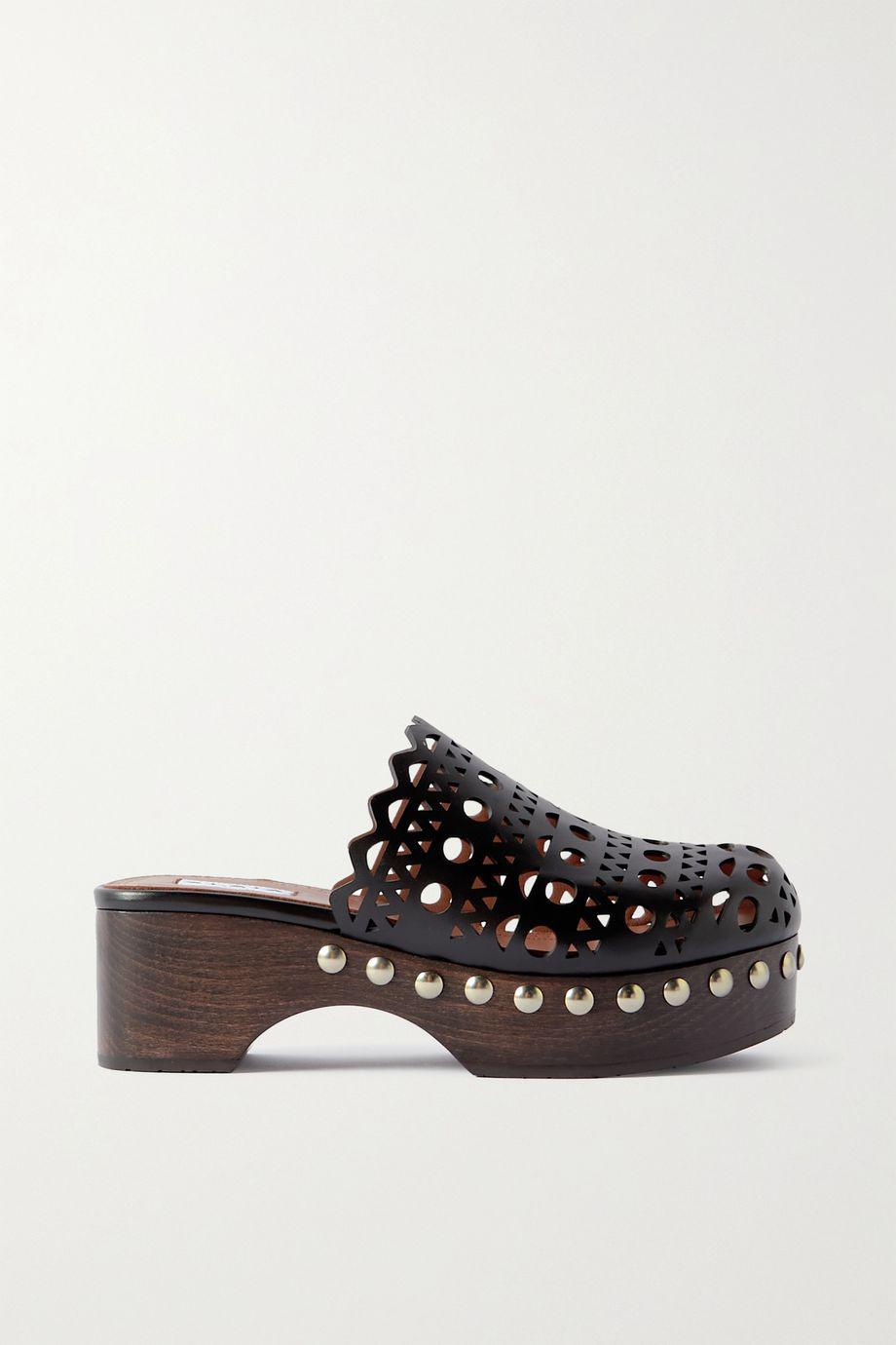 60 studded laser-cut leather platform clogs by ALAIA