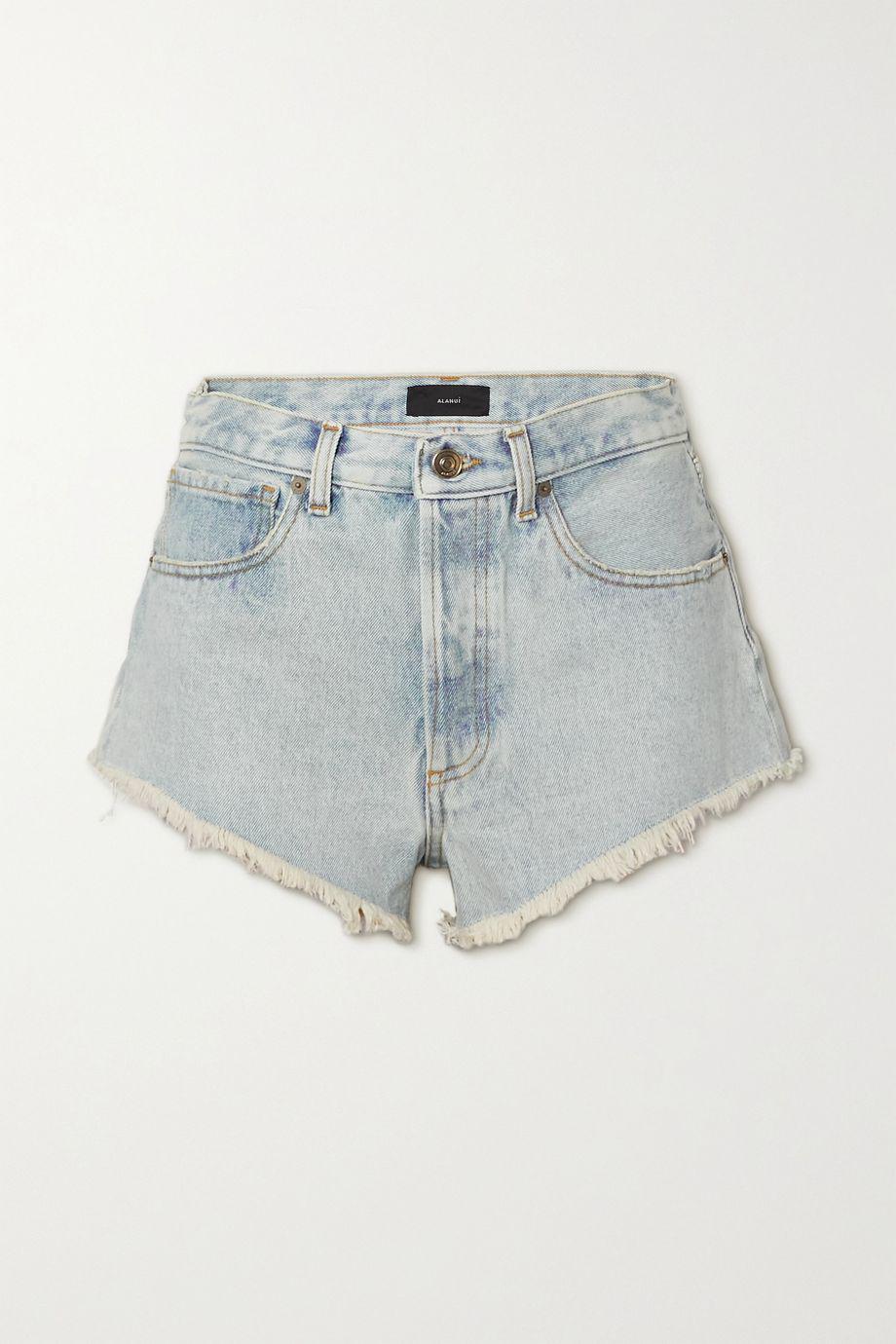 Northern Vibes fringed crochet-embroidered denim shorts by ALANUI