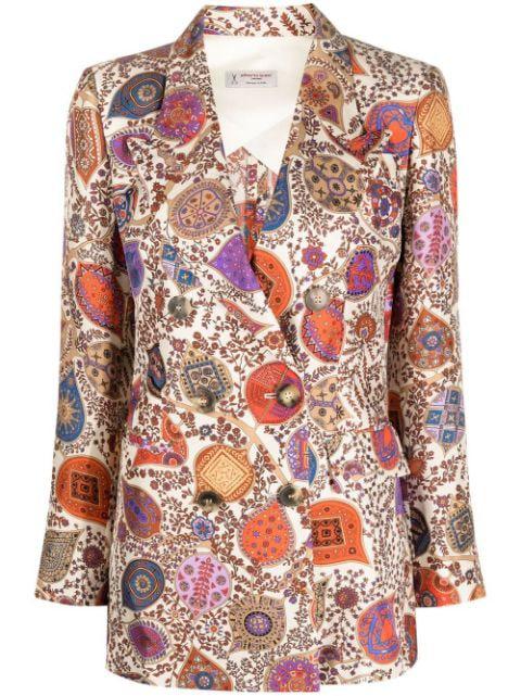 printed double-breasted blazer by ALBERTO BIANI