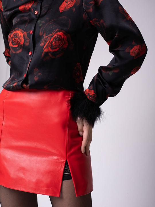 Red Leather Skirt by ALEKSANDRA BYLICKA