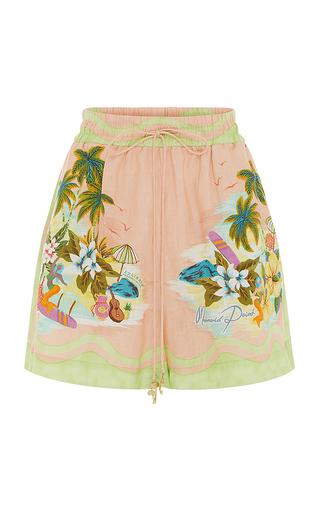 Mermaid Point Printed Linen Shorts by ALEMAIS