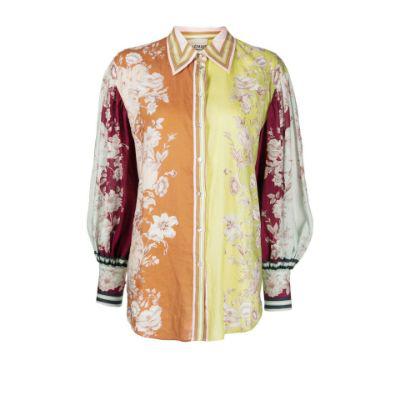multicolour Marlow colourblock floral print shirt by ALEMAIS