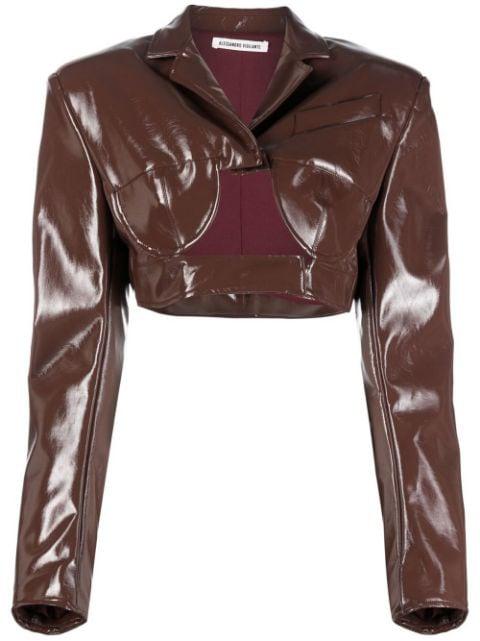 cut-out patent cropped jacket by ALESSANDRO VIGILANTE