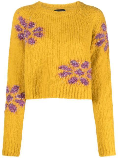floral-intarsia cropped jumper by ALESSIA SANTI