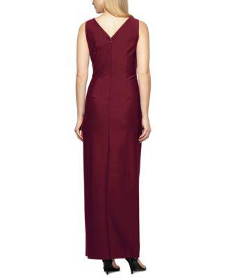 Draped Embellished Compression Column Gown by ALEX EVENINGS