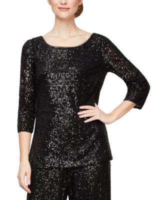 Sequin-Detail Tunic Blouse by ALEX EVENINGS