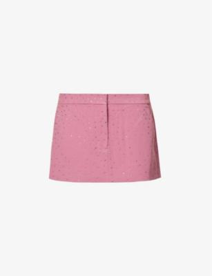 Carling rhinestone-embellished woven mini skirt by ALEX PERRY
