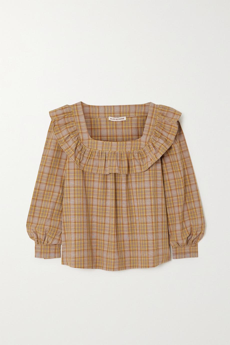 Ruffled checked cotton-poplin blouse by ALEXACHUNG