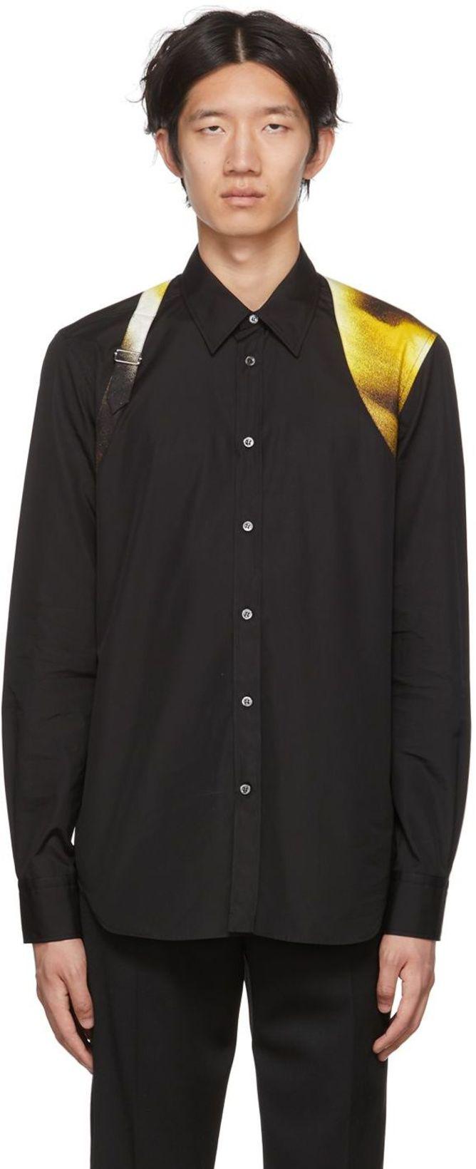 Black Contrasted Harness Shirt by ALEXANDER MCQUEEN