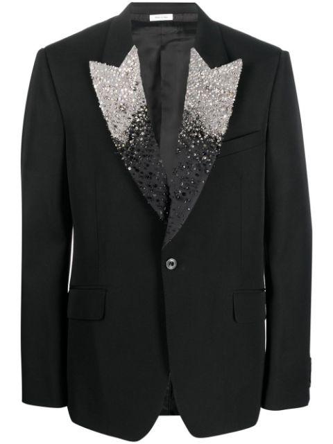 crystal-embellished single-breasted blazer by ALEXANDER MCQUEEN