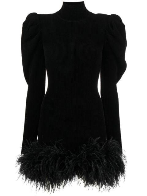feather-trim ribbed-knit dress by ALEXANDRE VAUTHIER