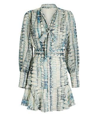 Zayd Belted Printed Georgette Mini Dress by ALEXIS