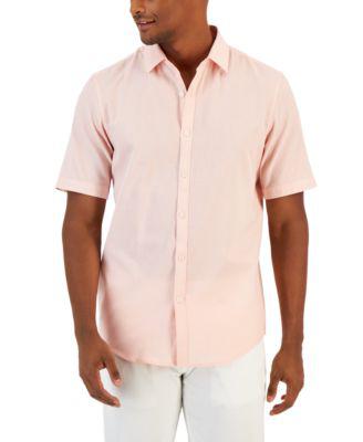 Men's Short-Sleeve Solid Textured Shirt by ALFANI