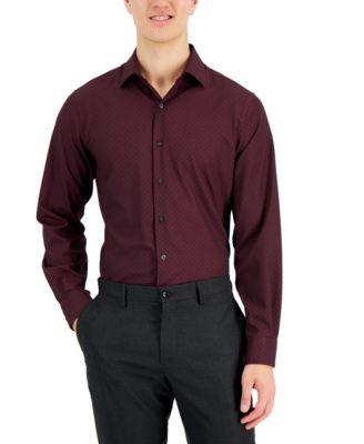 Men's Slim Fit 4-Way Stretch Medallion Print Dress Shirt by ALFANI