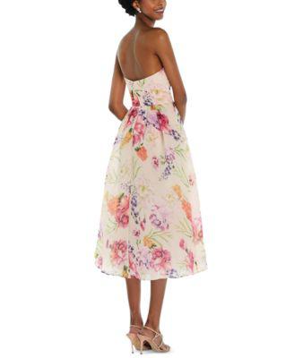 Women's Strapless Floral Organdy Midi Dress by ALFRED SUNG