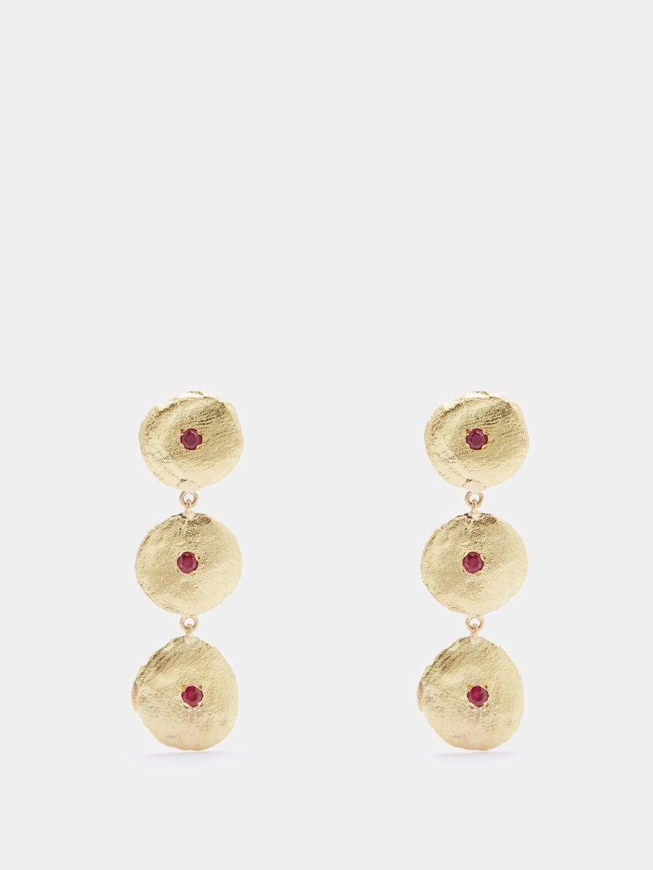 Satami ruby & 18kt gold drop earrings by ALIA BIN OMAIR