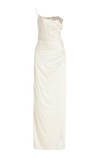 Crystal-Trimmed Silk One-Shoulder Maxi Dress by ALIETTE