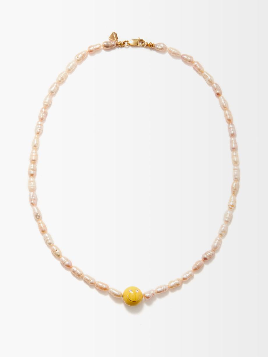Don’t Worry diamond, pearl & 14kt gold necklace by ALISON LOU