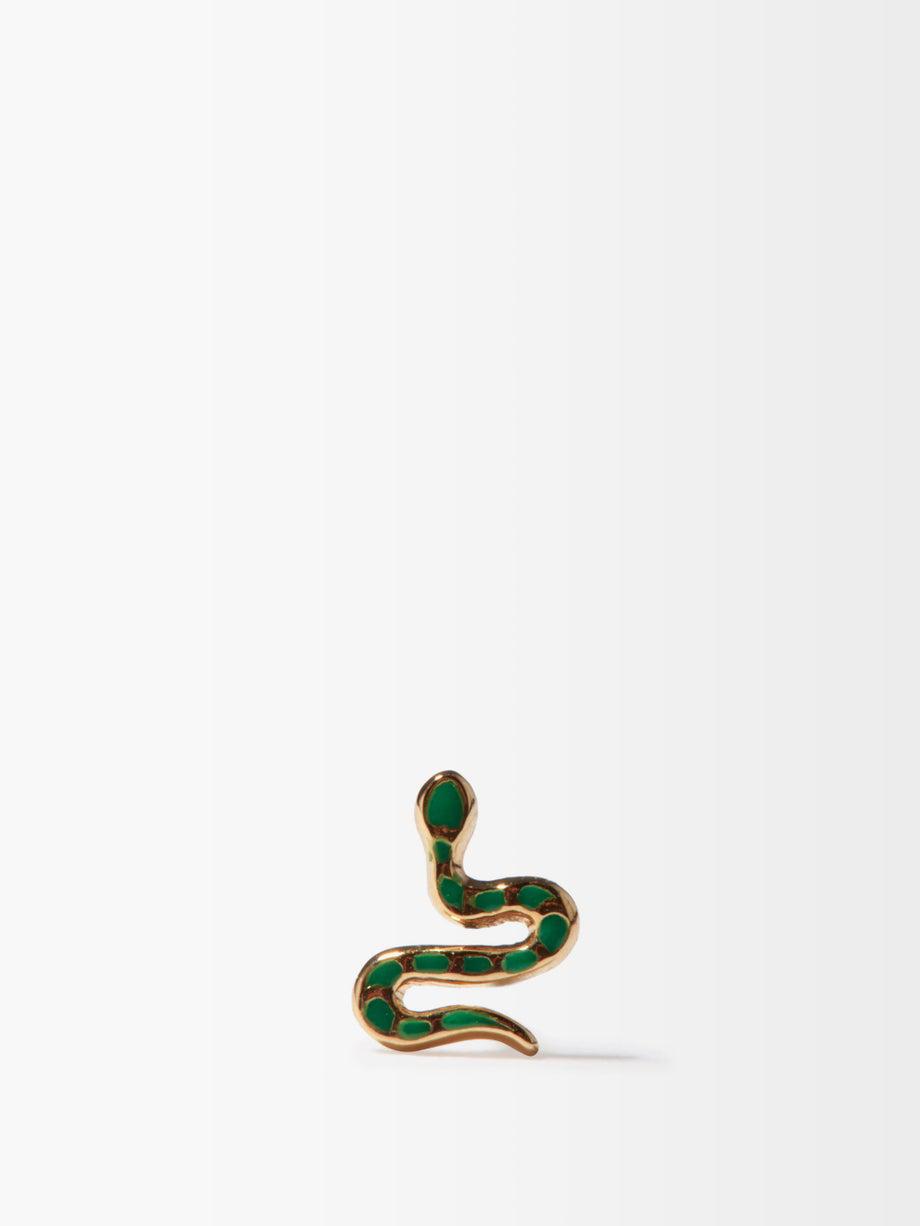 Snake enamel & 14kt gold single earring by ALISON LOU