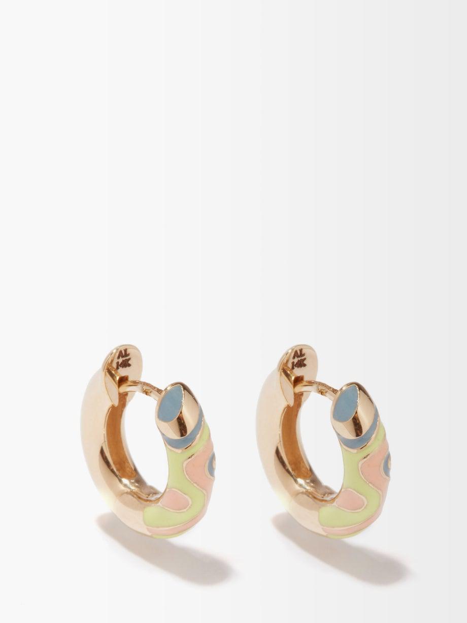 Trippy enamel & 14kt gold huggie earrings by ALISON LOU