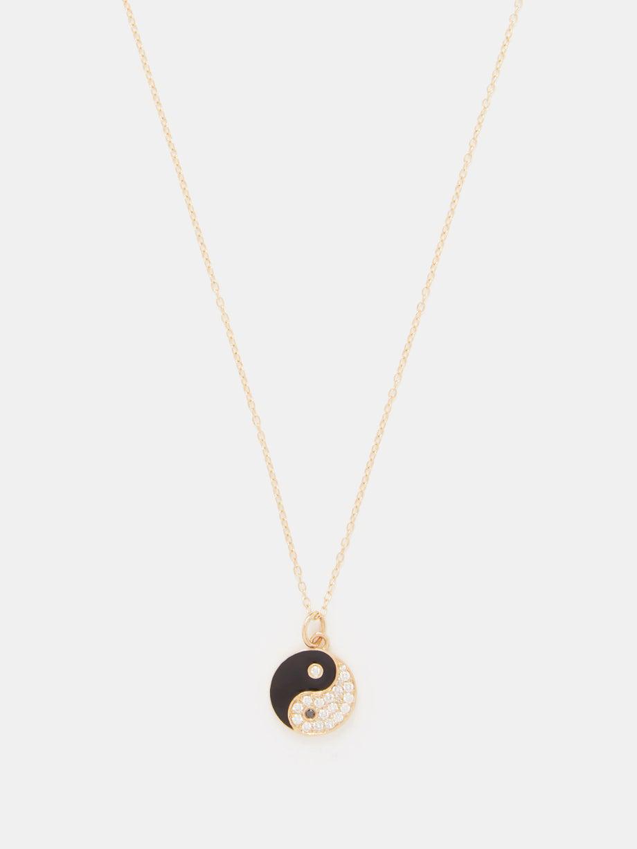 Yin Yang enamel, diamond & 14kt gold necklace by ALISON LOU
