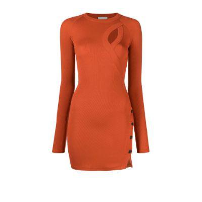 Orange Pratt cut-out knitted mini dress by ALIX NYC