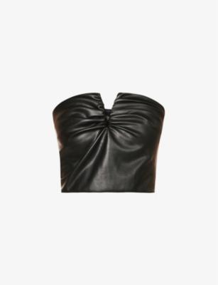 Portia slim-fit ruched vegan leather crop top by ALIX NYC