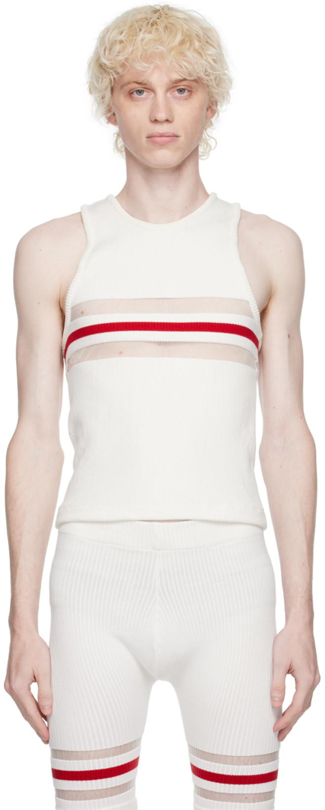 Off-White Stripe Tank Top by ALLED-MARTINEZ