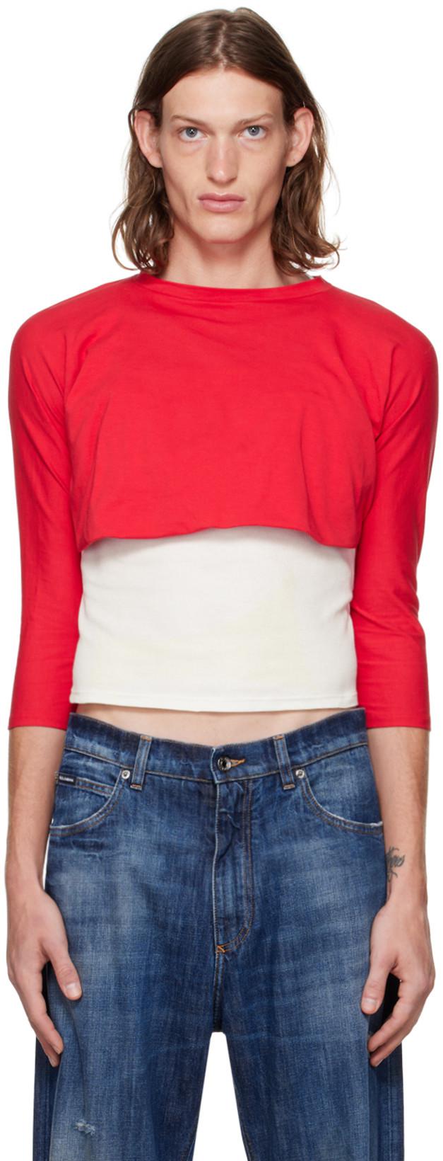 Red & White Layered Long Sleeve T-Shirt by ALLED-MARTINEZ