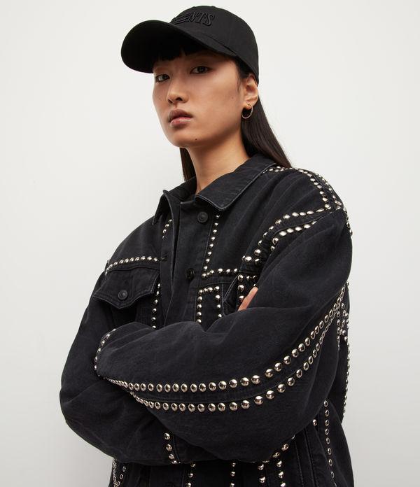 all saints studded denim jacket