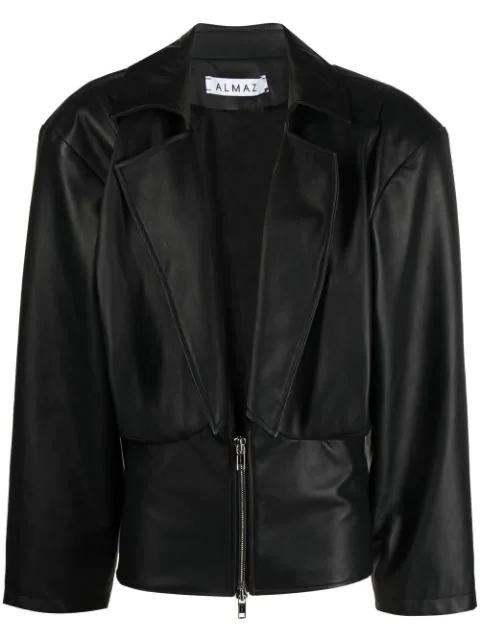 leather zip-fastening jacket by ALMAZ