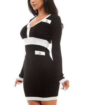 Juniors' Ribbed Contrast-Trim Sweater Dress by ALMOST FAMOUS