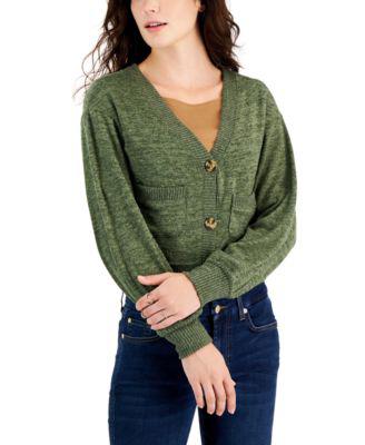 Juniors' V-Neck Hacci Cardigan Sweater by ALMOST FAMOUS